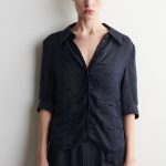 Pleated Shirt Navy