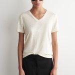 Linen V-Neck T-Shirt White