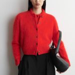 Round-Neck Cardigan Red