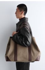 Wool Blend Large Tote Bag Beige - Image 3