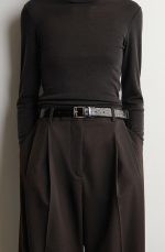 Double-sided Buckle Cow Leather Belt Black - Image 2