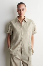 Linen Collared Shirt Beige