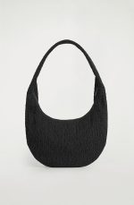 Pleated Decorative Shoulder Bag Black - Image 4