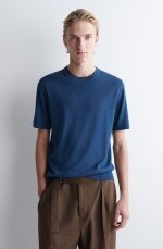 Wool Slim T-Shirt Blue