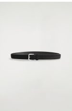 Square Buckle Cow Leather Belt Black - Image 3
