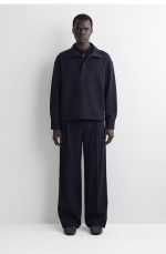 Knitted Wide-Leg Trousers Navy
