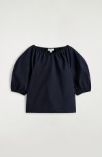 Cotton V-Neck Top Navy - Image 4