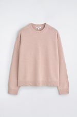 Loose-fitting Cotton Crew-neck Knitwear Pink - Image 4