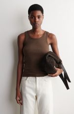 Cotton Slim Vest Brown