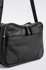 Rectangular Leather Crossbody Bag Black - Image 4