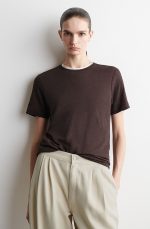 Linen Round-Neck T-Shirt Burgundy