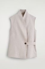 Linen Slim Vest Beige - Image 4