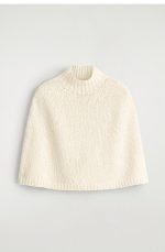 Standard Fit Half-turtleneck Wool Cape Shawl Off-white
