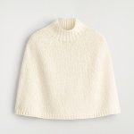 Standard Fit Half-turtleneck Wool Cape Shawl Off-white