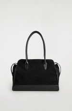 Zippered Leather Tote Bag Black