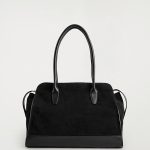 Zippered Leather Tote Bag Black
