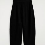 Wool Barrel Trousers Black
