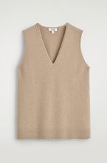 Wool V-Neck Vest Beige - Image 4