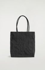 Drawstring Pleated Tote Bag Black