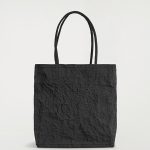 Drawstring Pleated Tote Bag Black