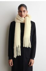 Mohair Blend Textured Fringe Long Scarf