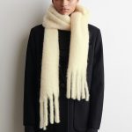 Mohair Blend Textured Fringe Long Scarf