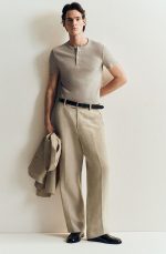 Linen Straight Pants Beige - Image 2