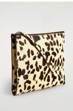 Leather Clutch Bag Beige - Image 3
