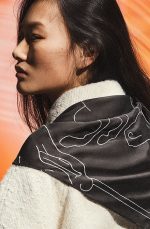 Embroidered Silk Scarf Brown - Image 2