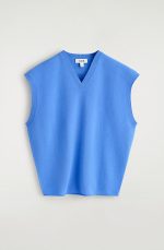 Merino V-Neck Vest Blue - Image 4