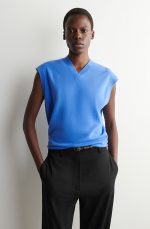 Merino V-Neck Vest Blue