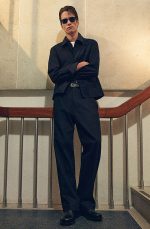 Cotton Straight Trousers Navy - Image 2