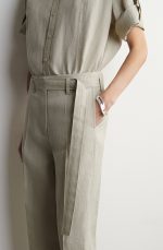 Linen Barrel Trousers Beige - Image 3