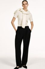 Wool Pleated Trousers Black - Image 2