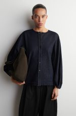 Denim Round-Neck Top Blue