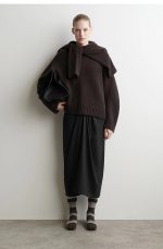 Plaid Knitted Sock Boots Burgundy