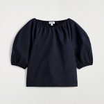 Cotton V-Neck Top Navy