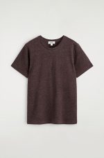 Linen Round-Neck T-Shirt Burgundy - Image 4
