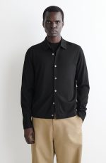 Wool Collared Shirt Black