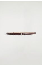 Oval Buckle Cow Leather Belt Brown - Image 4