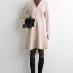 V-Neck Dress Beige