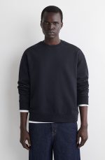 Cotton Round-Neck Shirt Navy