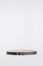 Curved Buckle Cow Leather Belt Black