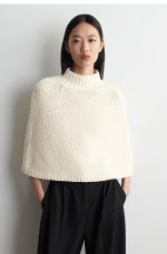 Standard Fit Half-turtleneck Wool Cape Shawl Off-white - Image 2