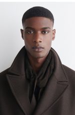 Leather Triangular Scarf Dark Brown - Image 2