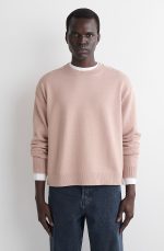 Loose-fitting Cotton Crew-neck Knitwear Pink