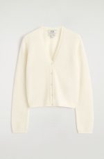 Cashmere V-Neck Cardigan Cream - Image 4