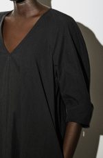Cotton V-Neck Dress Black - Image 3