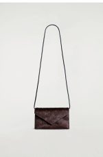 Leather Crossbody Mobile Phone Bag Dark Brown