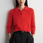 Knitted Polo-Collar Sweater Red